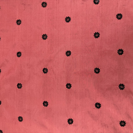 Dakota Silk Fabric - Floral Dotted Embroidered, 54" Width (1 Yard)