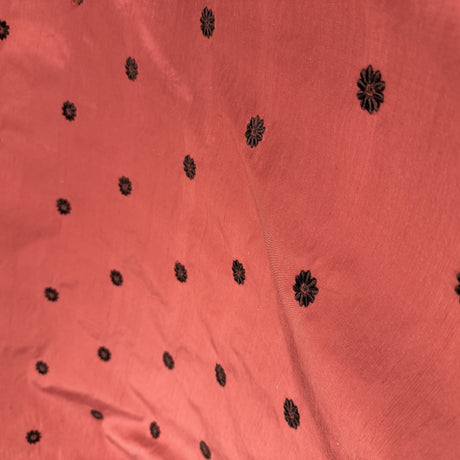 Dakota Silk Fabric - Floral Dotted Embroidered, 54" Width (1 Yard)