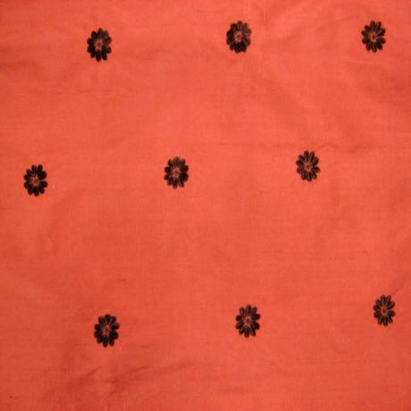 Dakota Silk Fabric - Floral Dotted Embroidered, 54" Width (1 Yard)