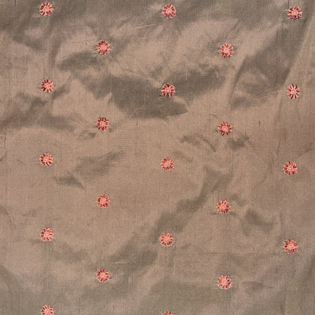 Dakota Silk Fabric - Floral Dotted Embroidered, 54" Width (1 Yard)