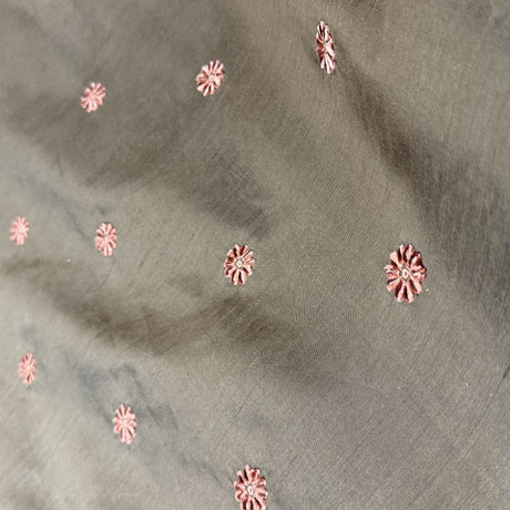 Dakota Silk Fabric - Floral Dotted Embroidered, 54" Width (1 Yard)