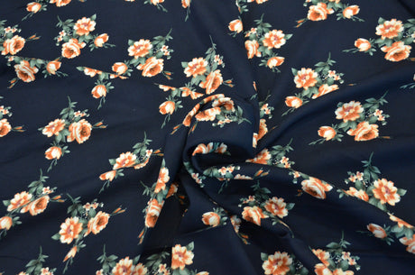 Love Flower Rayon Challis Fabric - Floral Print, 58/60" Width (1 Yard)