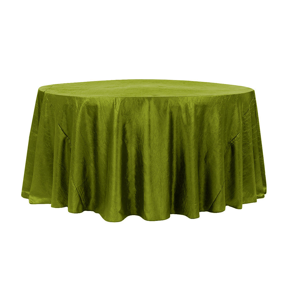 132″ Lime Crinkle Crushed Taffeta Round Tablecloth