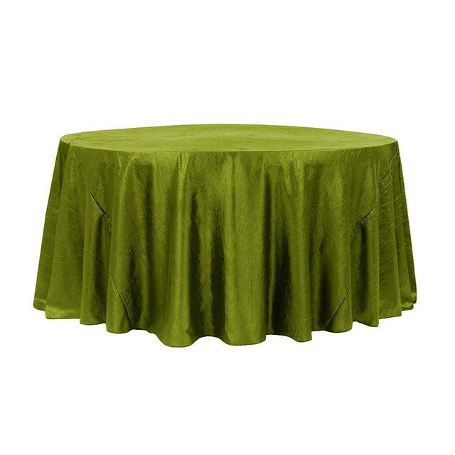 120″ Lime Crinkle Crushed Taffeta Round Tablecloth