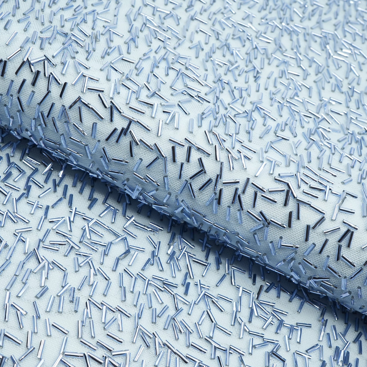 Dazzle Beaded Stretch Mesh Polyester Spandex Fabric - Beaded Mesh, 51/52" Width, 2-Way Stretch, 1 Yard