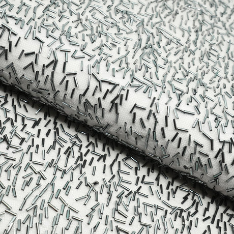 Dazzle Beaded Stretch Mesh Polyester Spandex Fabric - Beaded Mesh, 51/52" Width, 2-Way Stretch, 1 Yard