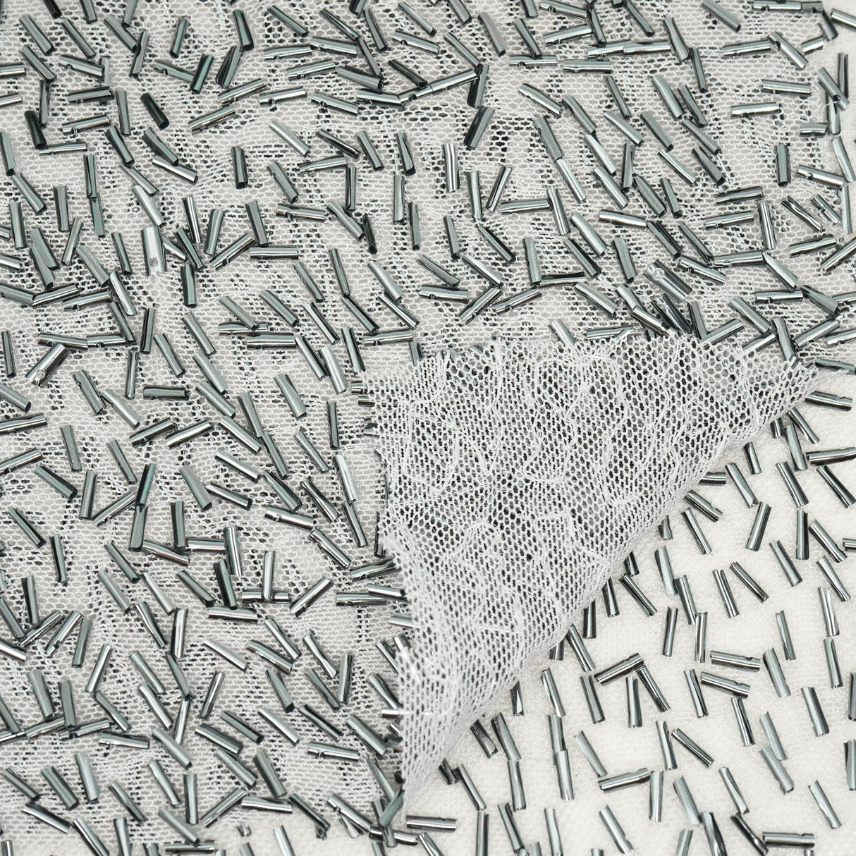 Beaded Stretch Mesh Fabric