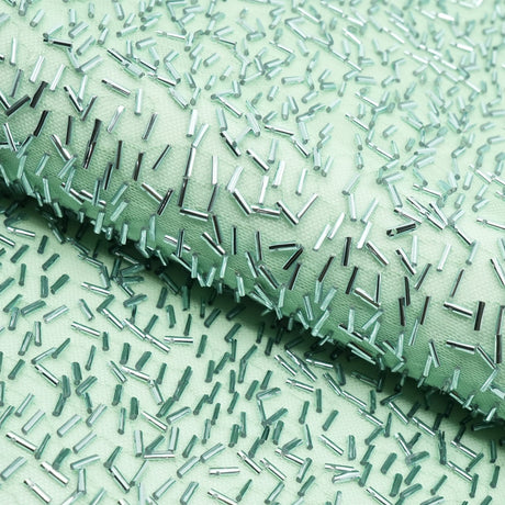 Dazzle Beaded Stretch Mesh Fabric - Metal, Light Gold, Red, Sage, Champagne, Black, Silver, Rose Gold, Light Blue, 51/52" Width (1 Yard)