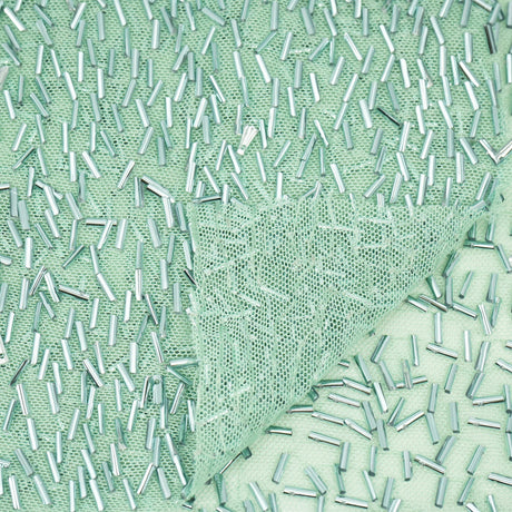 Dazzle Beaded Stretch Mesh Polyester Spandex Fabric - Beaded Mesh, 51/52" Width, 2-Way Stretch, 1 Yard
