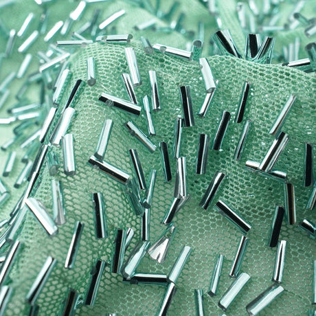 Dazzle Beaded Stretch Mesh Polyester Spandex Fabric - Beaded Mesh, 51/52" Width, 2-Way Stretch, 1 Yard