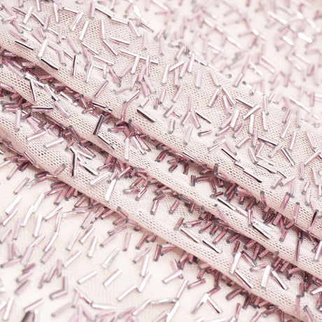 Dazzle Beaded Stretch Mesh Polyester Spandex Fabric - Beaded Mesh, 51/52" Width, 2-Way Stretch, 1 Yard