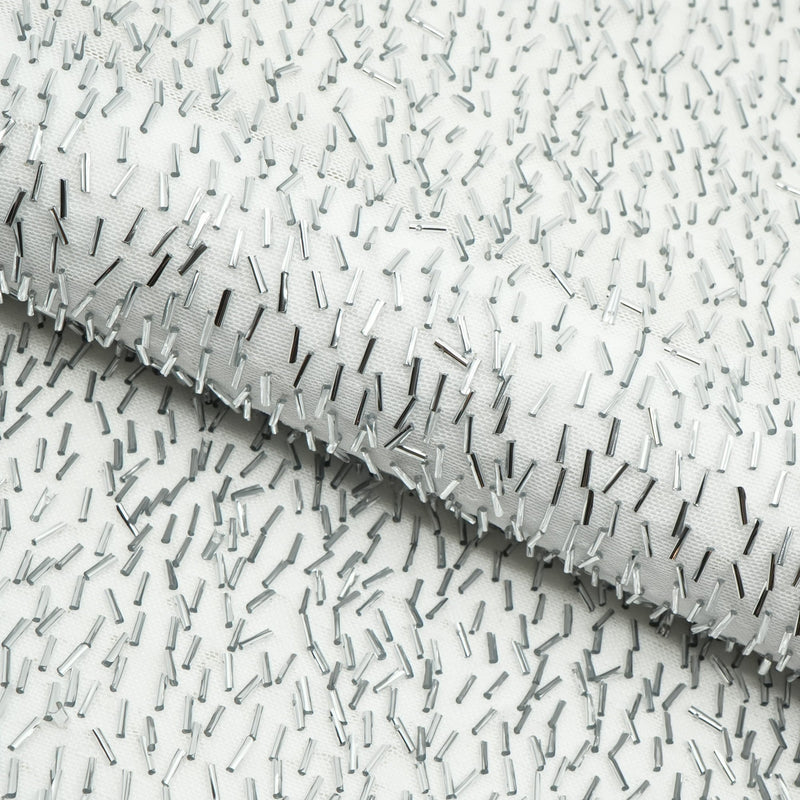 Dazzle Beaded Stretch Mesh Polyester Spandex Fabric - Beaded Mesh, 51/52" Width, 2-Way Stretch, 1 Yard