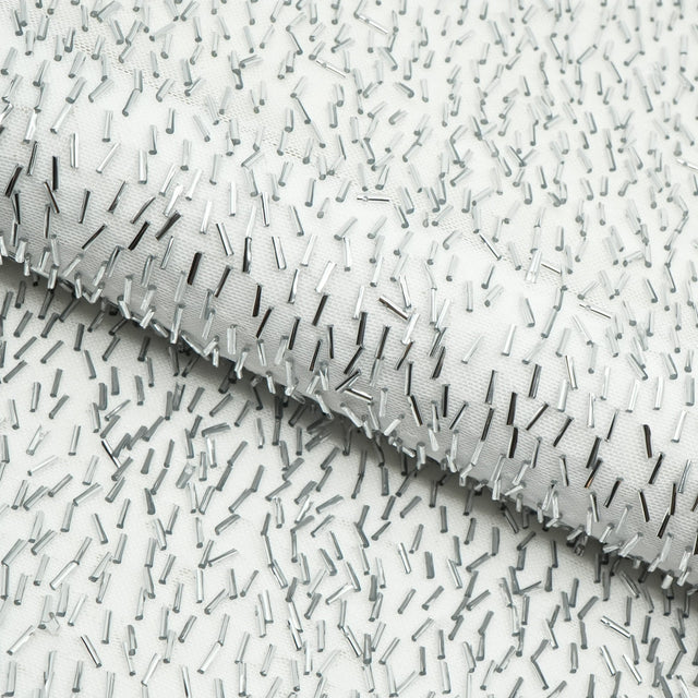 Dazzle Beaded Stretch Mesh Polyester Spandex Fabric - Beaded Mesh, 51/52" Width, 2-Way Stretch, 1 Yard