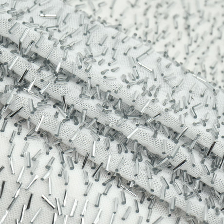 Dazzle Beaded Stretch Mesh Polyester Spandex Fabric - Beaded Mesh, 51/52" Width, 2-Way Stretch, 1 Yard