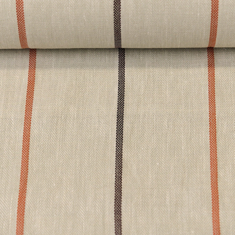 Linen Herringbone Yarn-Dyed Stripe Fabric