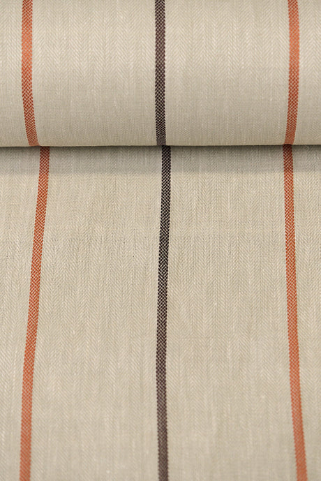 Linen Herringbone Yarn-Dyed Stripe Fabric