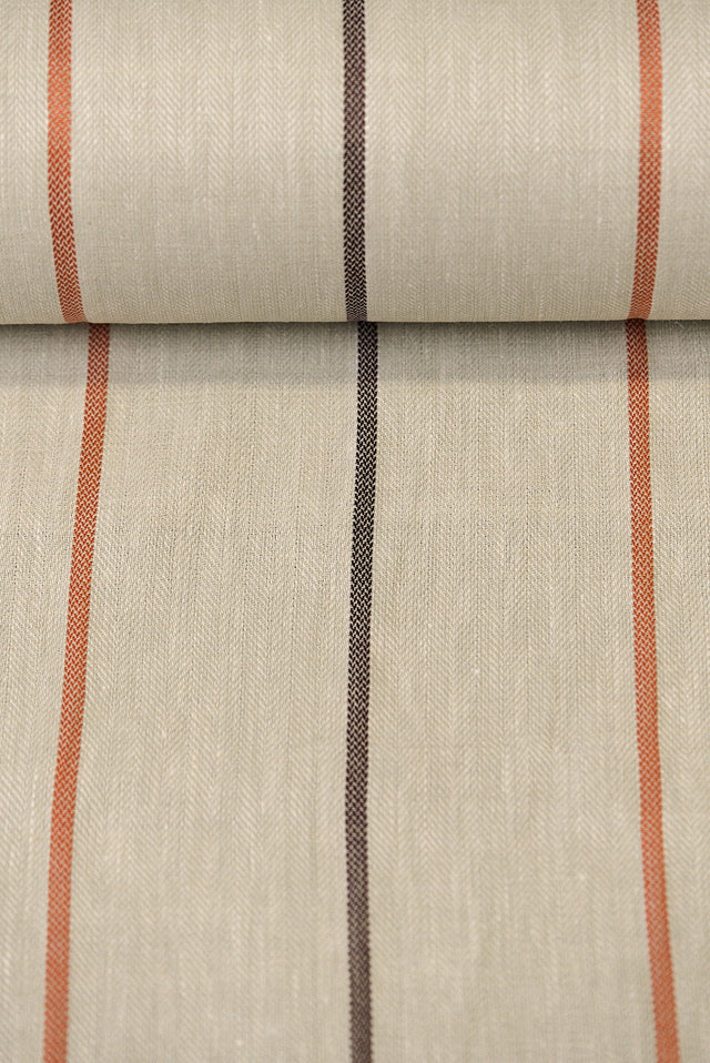 Linen Herringbone Yarn-Dyed Stripe Fabric