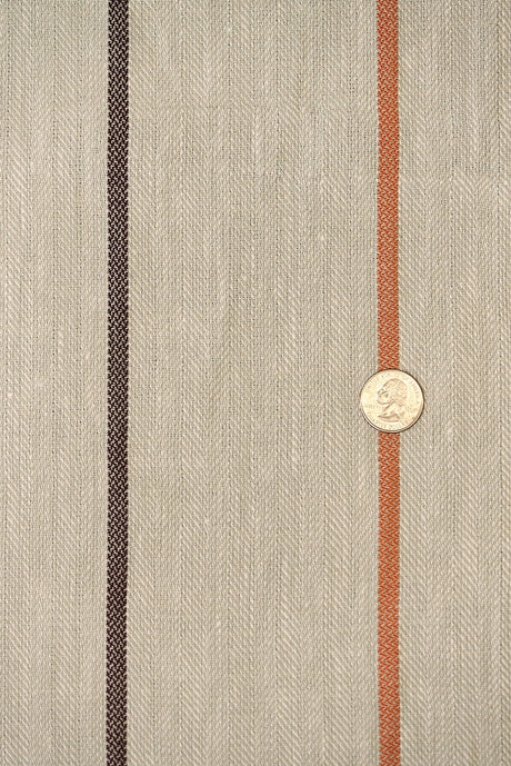 Linen Herringbone Yarn-Dyed Stripe Fabric