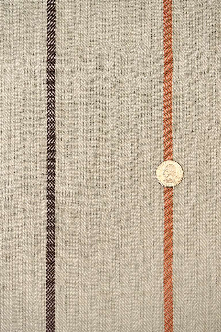 1 Yard Autumn Hue Herringbone Stripe Linen Premium Craft Fabric 54" Width