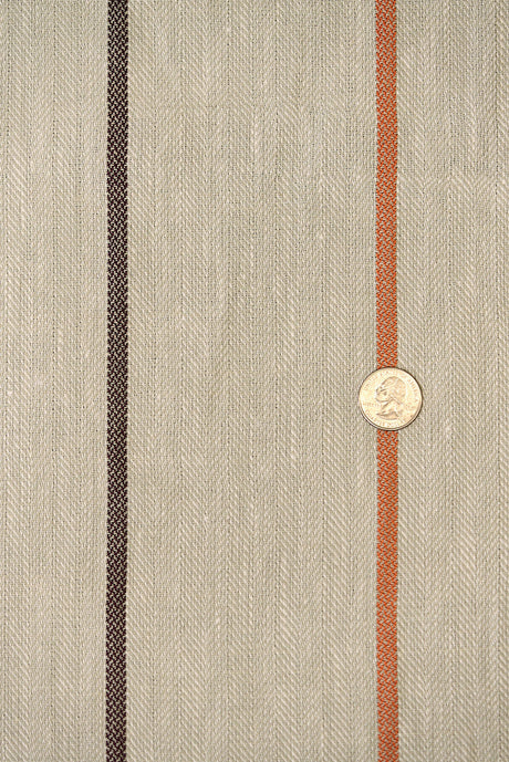 1 Yard Autumn Hue Herringbone Stripe Linen Premium Craft Fabric 54" Width