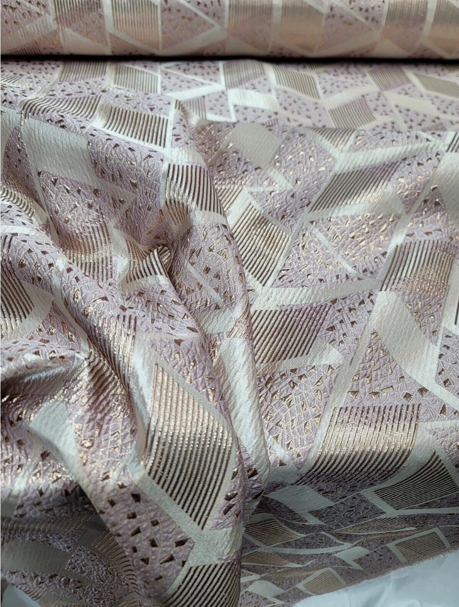 Pink Rose Gold Brocade Fabric