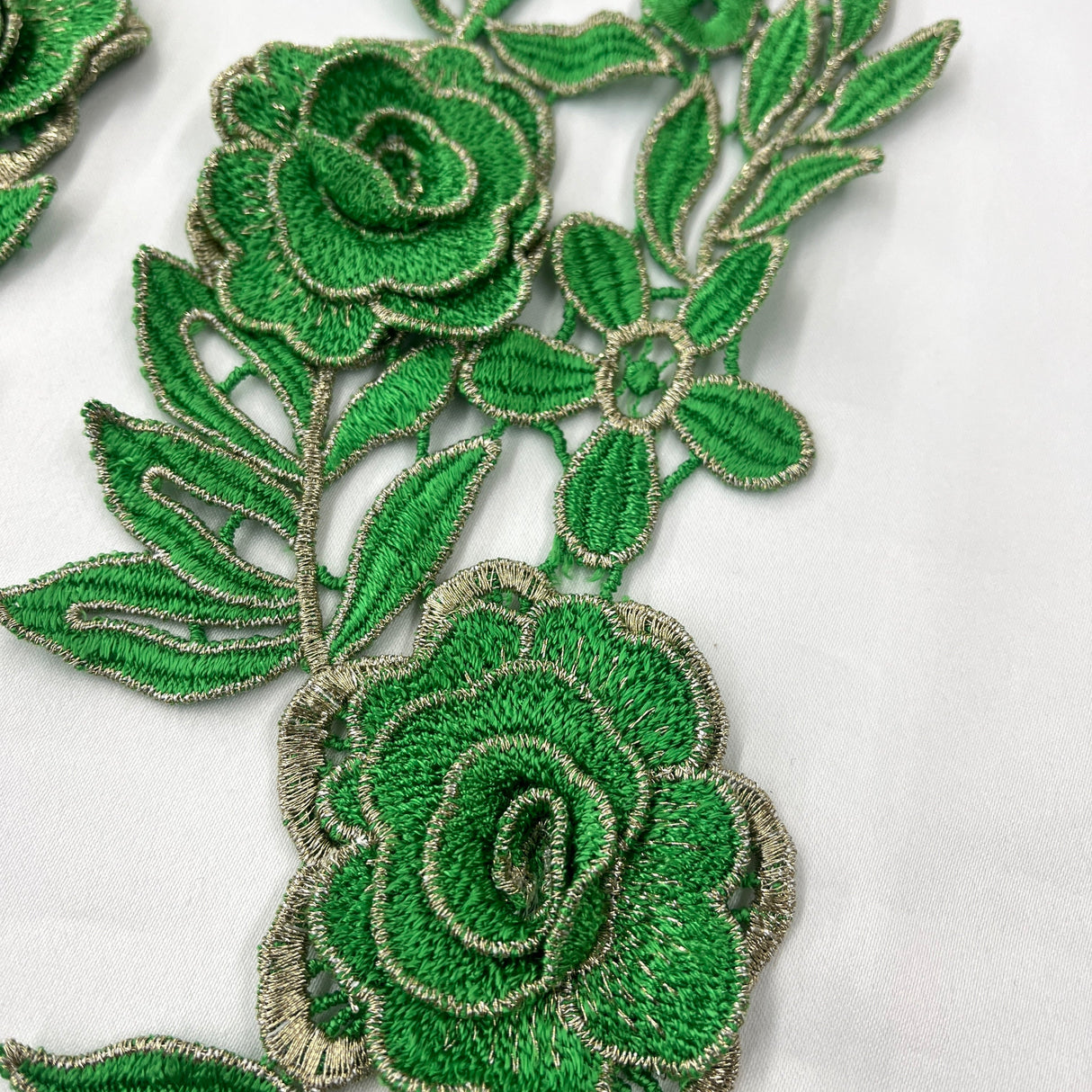 3D Floral Lace Applique Embroidered Net Mesh