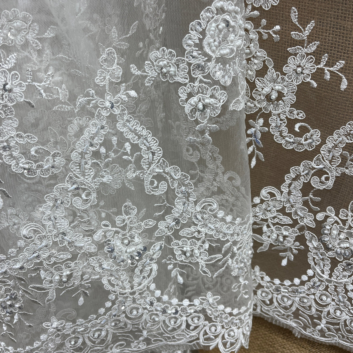 Beaded Corded Bridal Lace