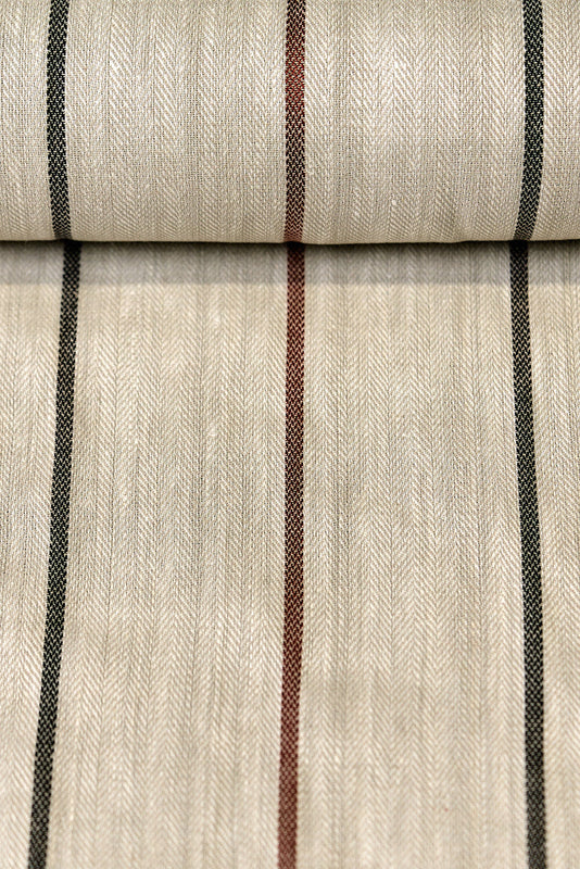 1 Yard Rich Copper Herringbone Stripe Linen Premium Sewing Fabric 54" Width