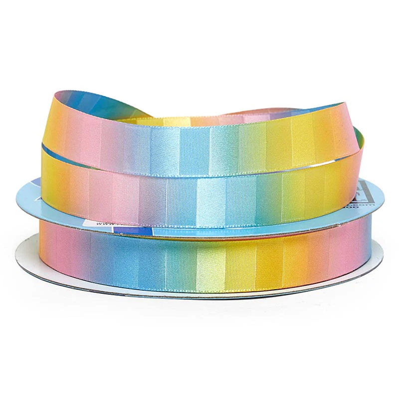 Rainbow Block Satin Ribbon 5/8 '' X 25 yd Pastel Color 1 / roll
