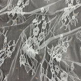 Embroidered Chantilly Lace Fabric with Eyelash Scallop