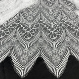 Embroidered Chantilly Lace Fabric with Eyelash Scallop