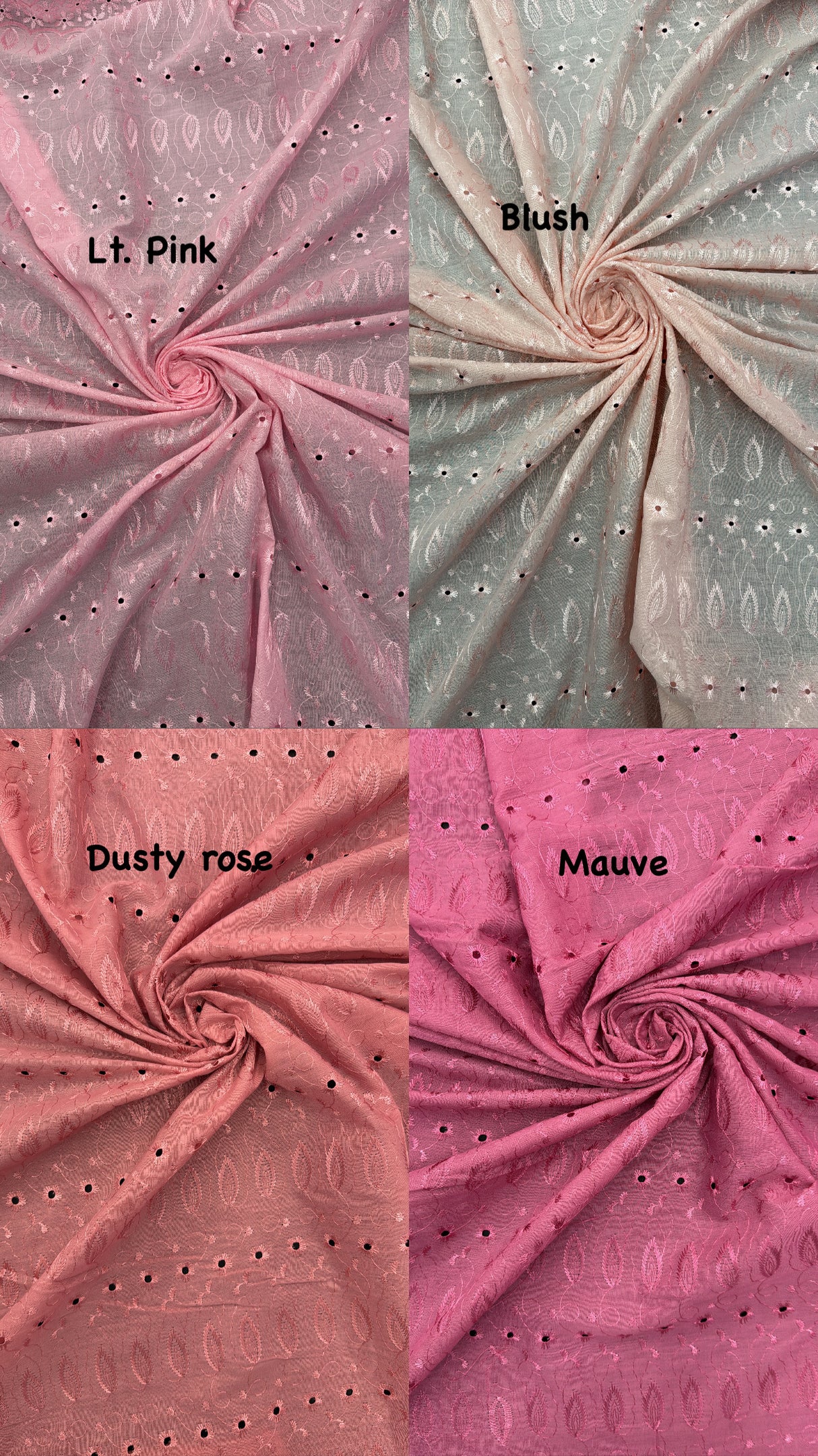 Mauve Medium Eyelet Polyester Cotton Fabric - Mauve, Solid, 41"-42" Width