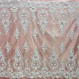1 Yard Corded Bridal Lace Fabric Embroidered on 100% Polyester Net Mesh 54" Wide
