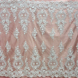 Corded Bridal Lace Fabric - Embroidered Polyester Net Mesh, 54" Wide (1 Yard)