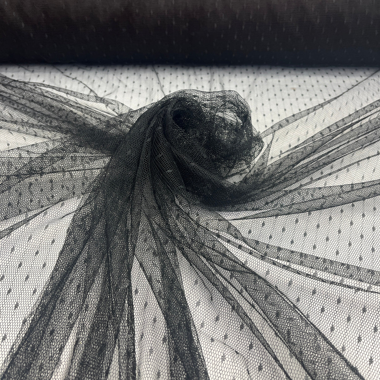 2-Way Stretch Dots Point Net Mesh Polyester Fabric - Dots Point Net Mesh, 60" Width (1 Yard)