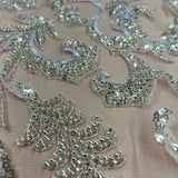 1 Yard Beaded Lace Fabric Embroidered 100 Percent Polyester Net Mesh 53 inch Width