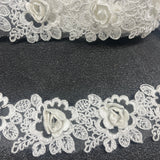 3D Floral Lace Trimming Embroidered Net Mesh 2" Wide