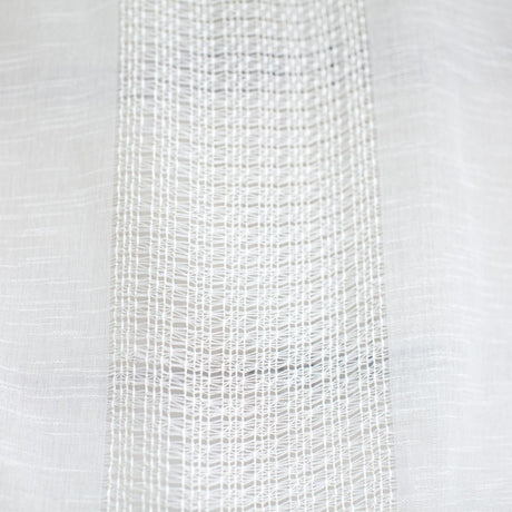 Deluca Knit Striped Sheer Polyester Fabric - White, Beige, 118" Width (1 Yard)