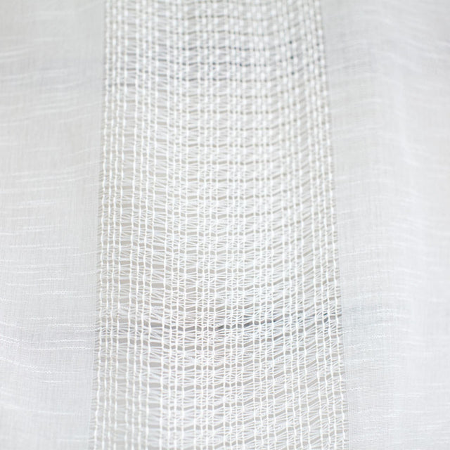 Deluca Knit Striped Sheer Polyester Fabric - White, Beige, 118" Width (1 Yard)
