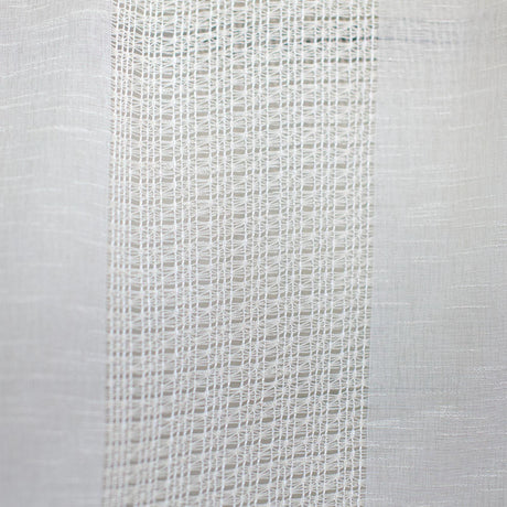 Deluca Knit Striped Sheer Polyester Fabric - White, Beige, 118" Width (1 Yard)