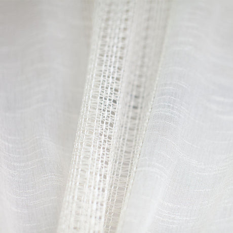 Deluca Knit Striped Sheer Polyester Fabric - White, Beige, 118" Width (1 Yard)