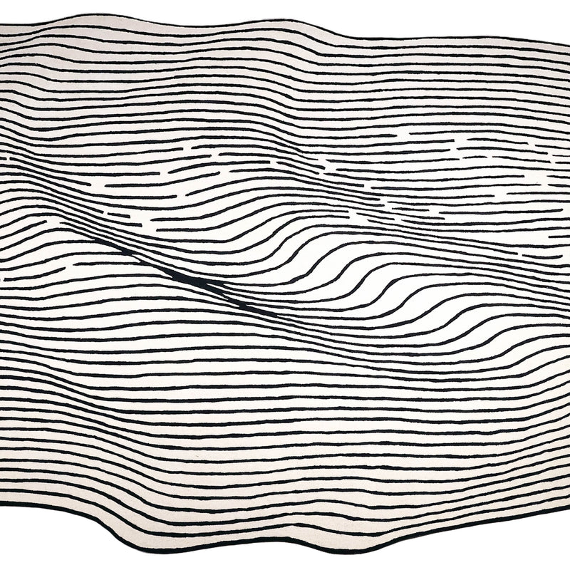 Beluga Tufted Design 55 Wool Fabric - Ivory Black Tufted Pattern, 8' X 11', 9' X 12', 10' X 13' (1 Piece)