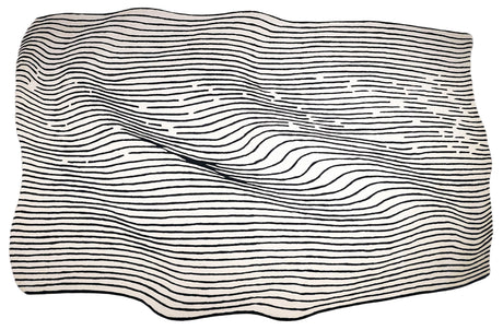 Beluga Tufted Design 55 Wool Fabric - Ivory Black Tufted Pattern, 8' X 11', 9' X 12', 10' X 13' (1 Piece)