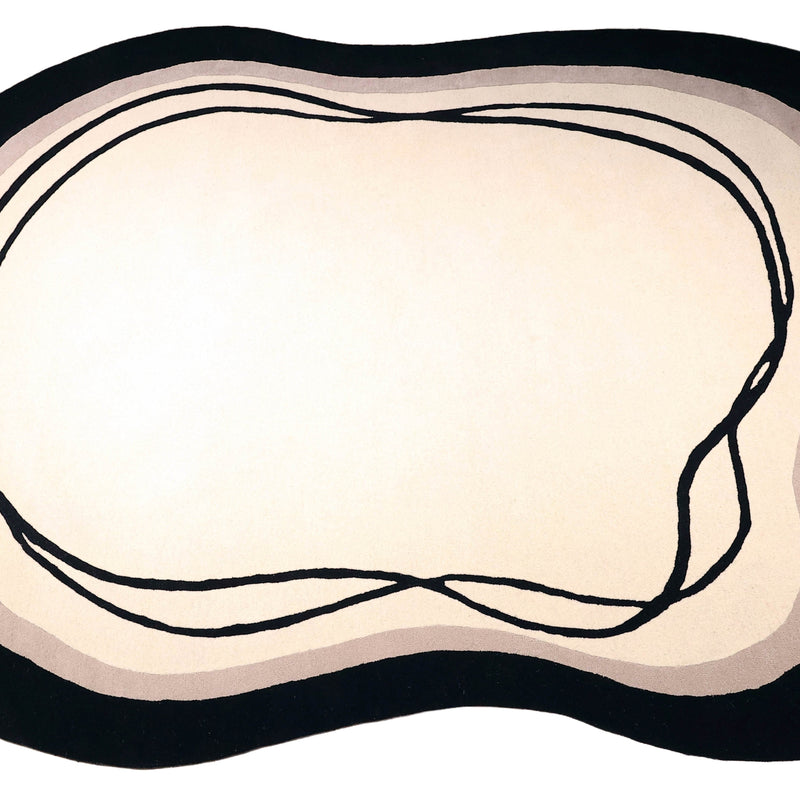 Beluga Tufted Design 57 Wool Fabric - Ivory Black Tufted Pattern, 8' X 11', 9' X 12', 10' X 13' (1 Piece)