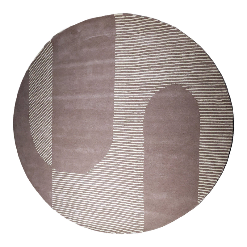 Beluga Tufted Design 61 Wool Fabric - Ivory Light Grey, Hand Tufted, Round (6' X 6' Round)
