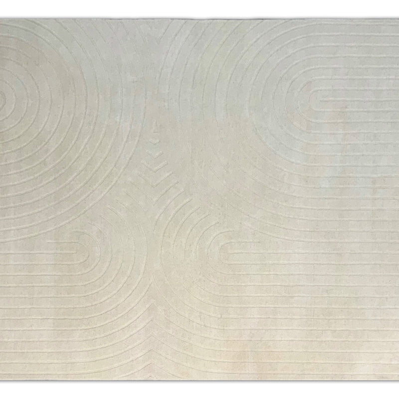 Beluga Tufted Design 63 Ivory Wool Fabric - Ivory Tufted Pattern, 8' X 11', 9' X 12', 10' X 13' (1 Piece)