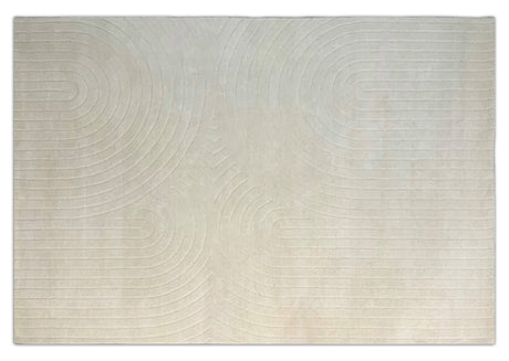 Beluga Tufted Design 63 Ivory Wool Fabric - Ivory Tufted Pattern, 8' X 11', 9' X 12', 10' X 13' (1 Piece)