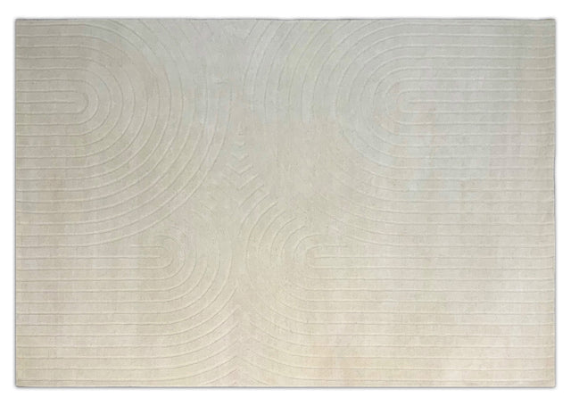 Beluga Tufted Design 63 Ivory Wool Fabric - Ivory Tufted Pattern, 8' X 11', 9' X 12', 10' X 13' (1 Piece)