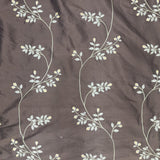 Dessler Silk Fabric - Floral Embroidered Stripe, 54" Width (1 Yard)