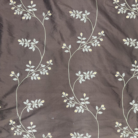 Dessler Silk Fabric - Floral Embroidered Stripe, 54" Width (1 Yard)